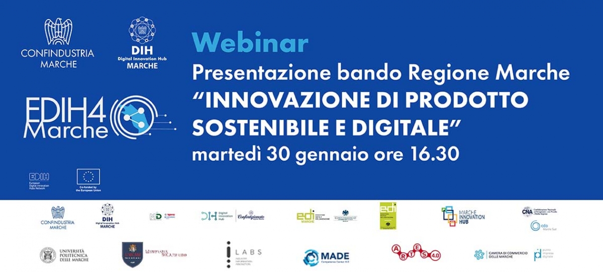 Webinar di presentazione del bando regionale “INNOVAZIONE DI PRODOTTO SOSTENIBILE E DIGITALE&quot;