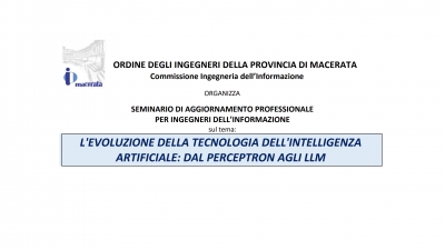 SEMINARIO L&#039;EVOLUZIONE DELLA TECNOLOGIA DELL&#039;INTELLIGENZA  ARTIFICIALE