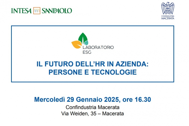 LABORATORIO ESG: Il futuro dell&rsquo;HR in azienda: persone e tecnologie - 29 gennaio 2025 ore 16.30