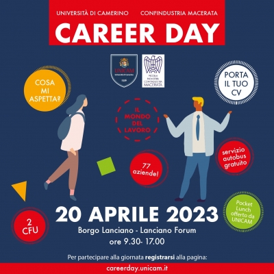 CAREER DAY  UNIVERSITÀ DI CAMERINO BORGO LANCIANO 20 APRILE 2023