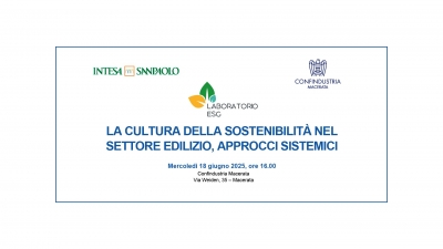 LABORATORIO ESG - LA CULTURA DELLA SOSTENIBILITÀ NEL SETTORE EDILIZIO, APPROCCI SISTEMICI - 18 GIUGNO 2025 ORE 16.00