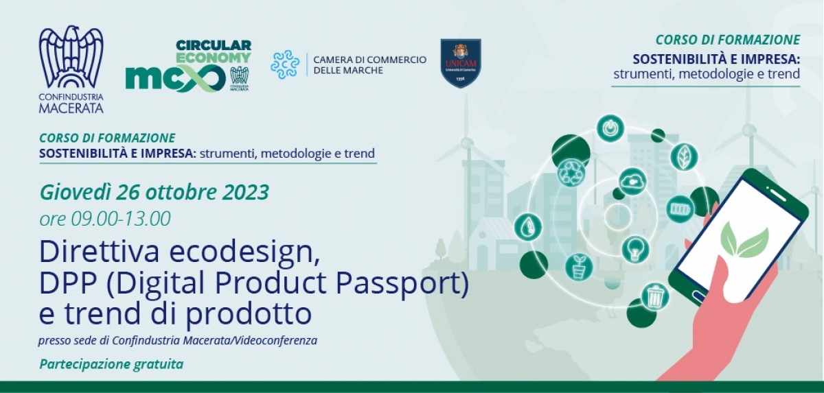 Modulo 3: Direttiva ecodesign, DPP (Digital Product Passport) e trend di prodotto - Corso di Formazione di Economia Circolare &quot;Sostenibilità e Impresa: strumenti, metodologie e trend&quot;