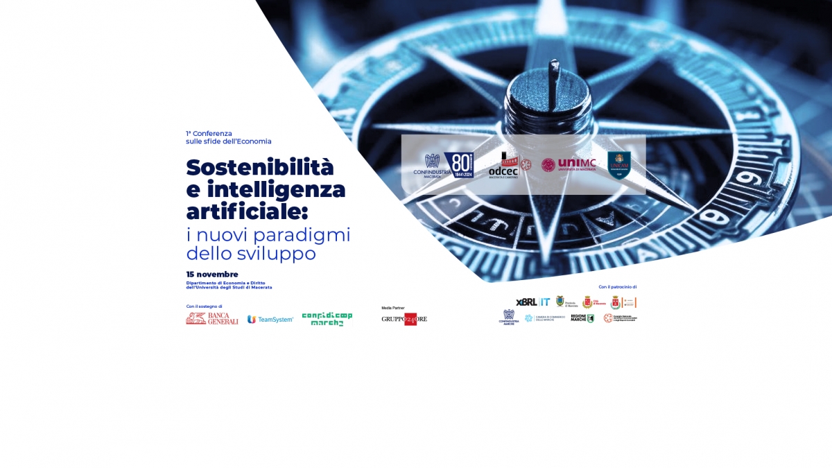 INVITO CONFERENZA - Sostenibilità e intelligenza artificiale: i nuovi paradigmi dello sviluppo - 15 Novembre 2024