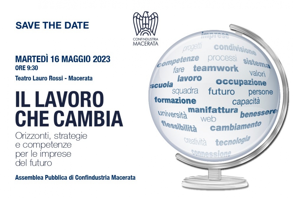 Save the Date 16 Maggio 2023 ore 9.30 Assemblea Pubblica Confindustria Macerata