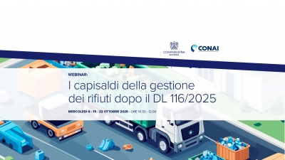 WEBINAR: I capisaldi della gestione dei rifiuti dopo il dl 116/2025. 8-15-22 ottobre 2025, ORE 10.30-12.00